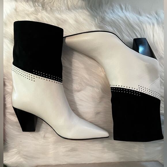 NEW Jimmy Choo Leather Suede Studded Timeless Two-Tone Crystal Bear 65 Bootie … - Picture 9 of 16